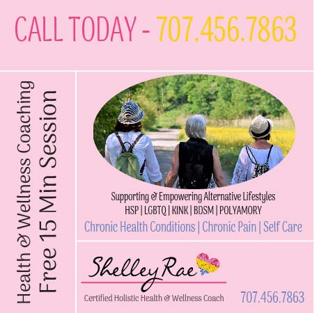 Pink Health & Wellness Ad featuring 3 Women walking together. Offer 15 Minute Free Session https://bookme.name/shellerae or 707-456-7863